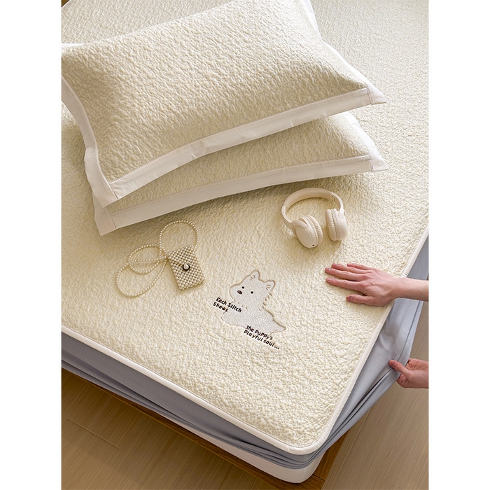 91家纺网 家纺一手货源 找家纺 莱家富 2026新款卡通夏天冰豆豆凉席三件套儿童单人冰丝席凉感值过0.21可机水洗宿舍空 床笠款软萌西高地