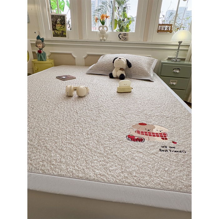 91家纺网 家纺一手货源 找家纺 莱家富 2026新款卡通夏天冰豆豆凉席三件套儿童单人冰丝席凉感值过0.21可机水洗宿舍空 床席款围巾小狗