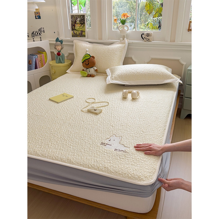 91家纺网 家纺一手货源 找家纺 莱家富 2026新款卡通夏天冰豆豆凉席三件套儿童单人冰丝席凉感值过0.21可机水洗宿舍空 床笠款软萌西高地