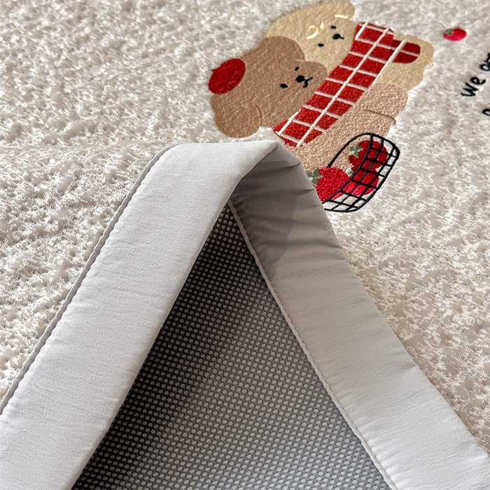 91家纺网 家纺一手货源 找家纺 莱家富 2026新款卡通夏天冰豆豆凉席三件套儿童单人冰丝席凉感值过0.21可机水洗宿舍空 床席款围巾小狗