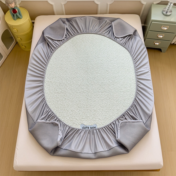 91家纺网 家纺一手货源 找家纺 莱家富 2026新款卡通夏天冰豆豆凉席三件套儿童单人冰丝席凉感值过0.21可机水洗宿舍空 床笠款三只小狗