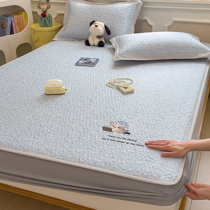 莱家富 2026新款卡通夏天冰豆豆凉席三件套儿童单人冰丝席凉感值过0.21可机水洗宿舍空 床笠款加班狗