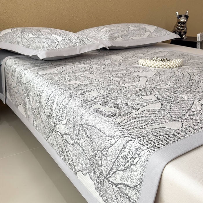 91家纺网 家纺一手货源 找家纺 莱家富 2026新款凉感过0.21夏天家用床单软席子可机洗空调席夏季高端华夫格凉席三件套 床席款家大叶大-北欧深灰