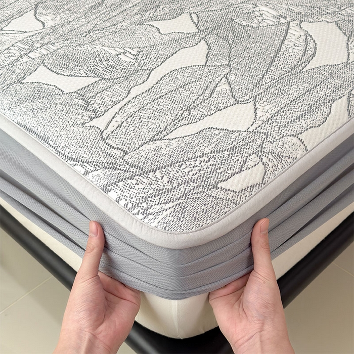 91家纺网 家纺一手货源 找家纺 莱家富 2026新款凉感过0.21夏天家用床单软席子可机洗空调席夏季高端华夫格凉席三件套 床笠款家大叶大-北欧深灰