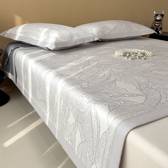 91家纺网 家纺一手货源 找家纺 莱家富 2026新款凉感过0.21夏天家用床单软席子可机洗空调席夏季高端华夫格凉席三件套 床席款家大叶大-沥青浅灰