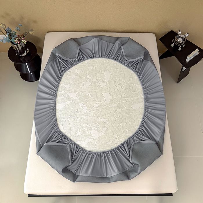 91家纺网 家纺一手货源 找家纺 莱家富 2026新款凉感过0.21夏天家用床单软席子可机洗空调席夏季高端华夫格凉席三件套 床笠款家大叶大-松果绿