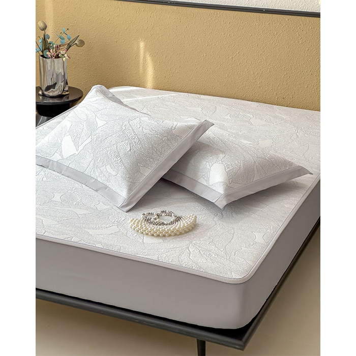 91家纺网 家纺一手货源 找家纺 莱家富 2026新款凉感过0.21夏天家用床单软席子可机洗空调席夏季高端华夫格凉席三件套 床笠款家大叶大-天空蓝