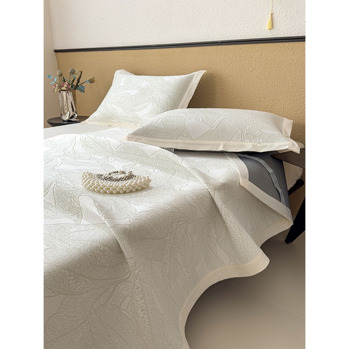 91家纺网 家纺一手货源 找家纺 莱家富 2026新款凉感过0.21夏天家用床单软席子可机洗空调席夏季高端华夫格凉席三件套 床席款家大叶大-松果绿