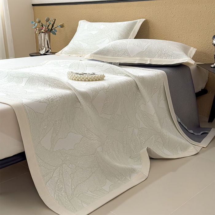 91家纺网 家纺一手货源 找家纺 莱家富 2026新款凉感过0.21夏天家用床单软席子可机洗空调席夏季高端华夫格凉席三件套 床席款家大叶大-松果绿