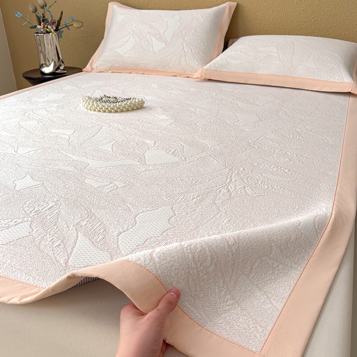 莱家富 2026新款凉感过0.21夏天家用床单软席子可机洗空调席夏季高端华夫格凉席三件套 床席款家大叶大-贝壳粉