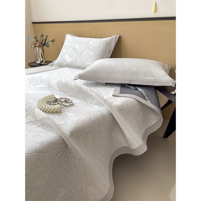 91家纺网 家纺一手货源 找家纺 莱家富 2026新款凉感过0.21夏天家用床单软席子可机洗空调席夏季高端华夫格凉席三件套 床席款家大叶大-天空蓝