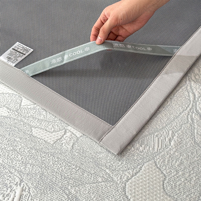 91家纺网 家纺一手货源 找家纺 莱家富 2026新款凉感过0.21夏天家用床单软席子可机洗空调席夏季高端华夫格凉席三件套 床席款家大叶大-天空蓝