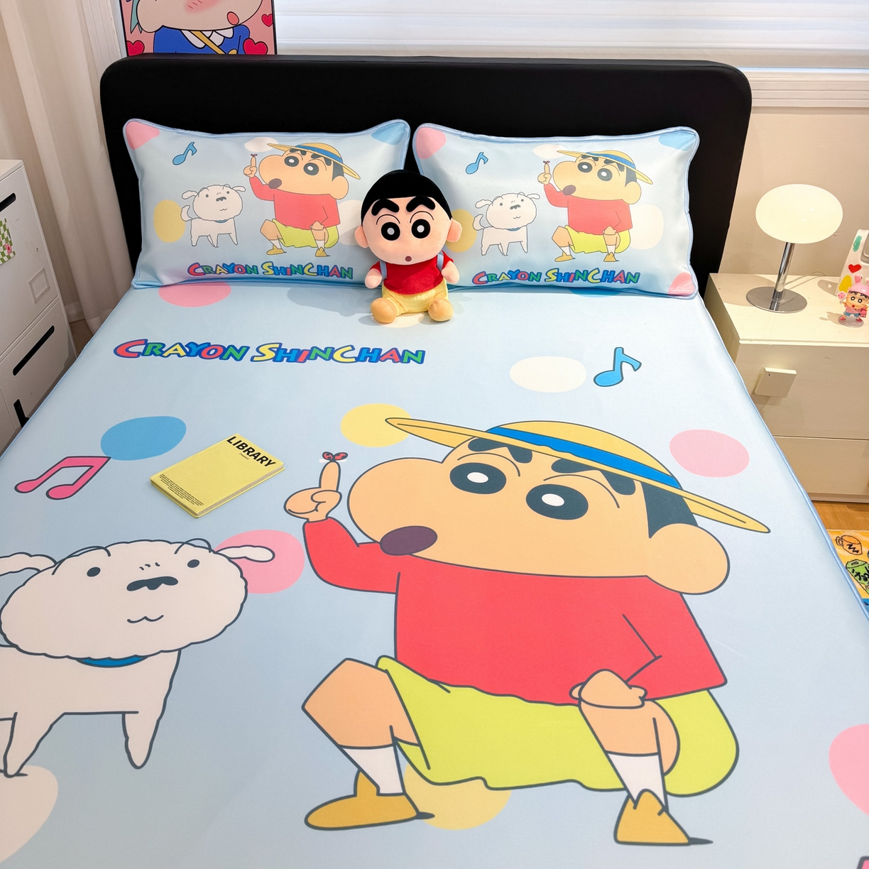 91家纺网 家纺一手货源 找家纺 （总）博雅 2026新款蜡笔小新正版授权小冰皮大版印花凉席-平铺款