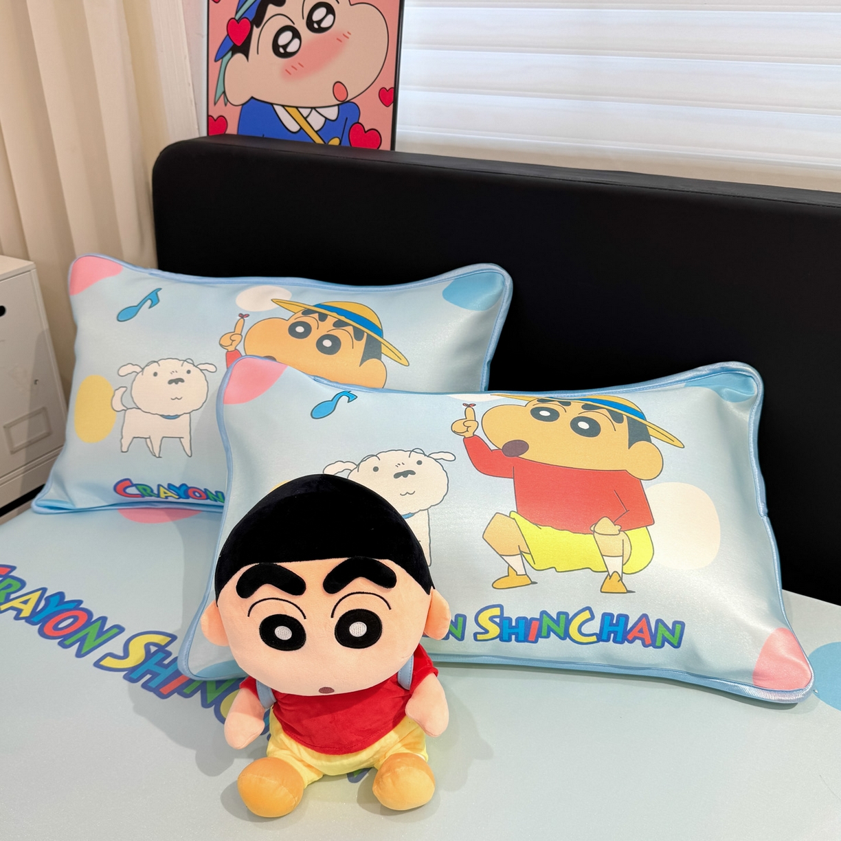 91家纺网 家纺一手货源 找家纺 （总）博雅 2026新款蜡笔小新正版授权小冰皮大版印花凉席-平铺款