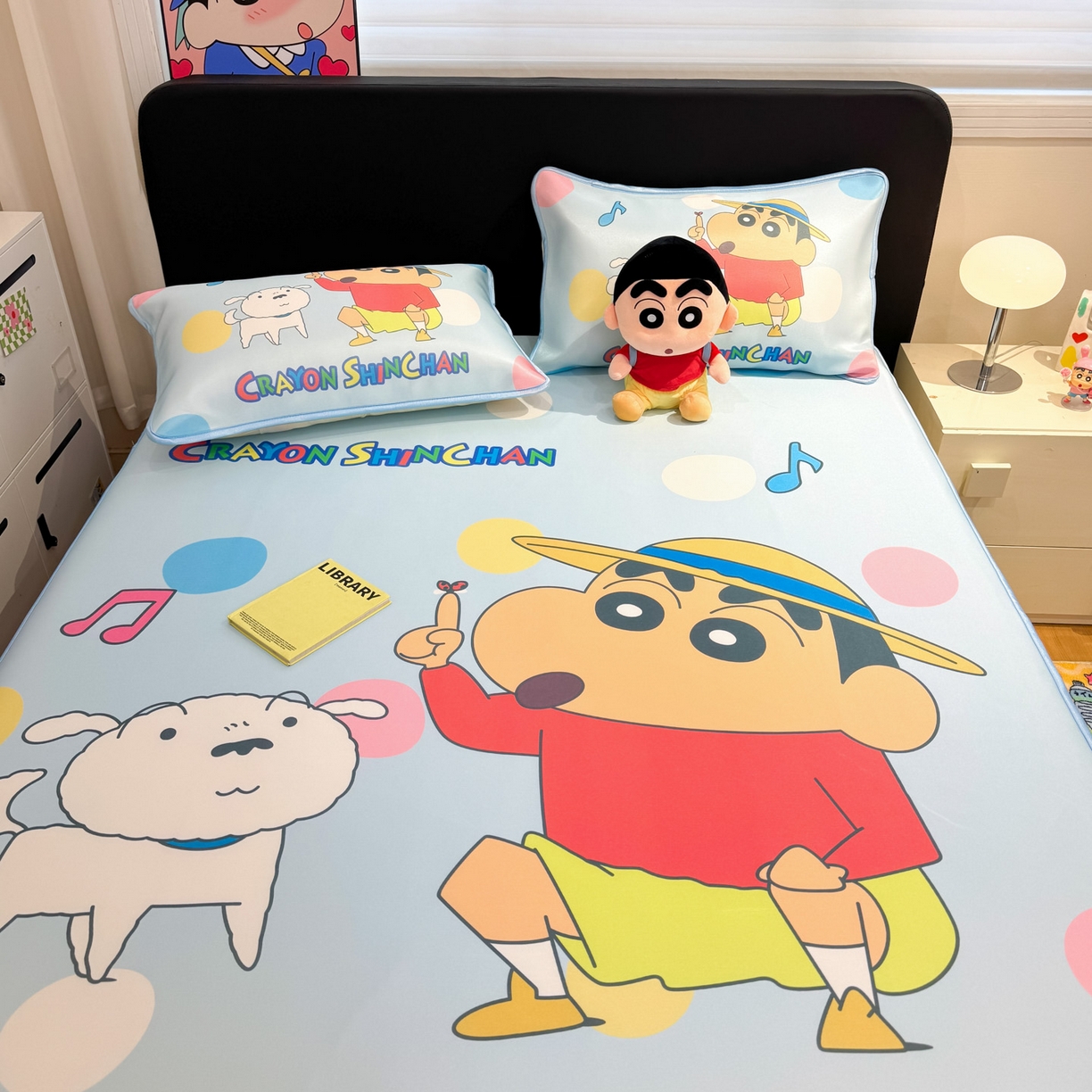 91家纺网 家纺一手货源 找家纺 （总）博雅 2026新款蜡笔小新正版授权小冰皮大版印花凉席-平铺款