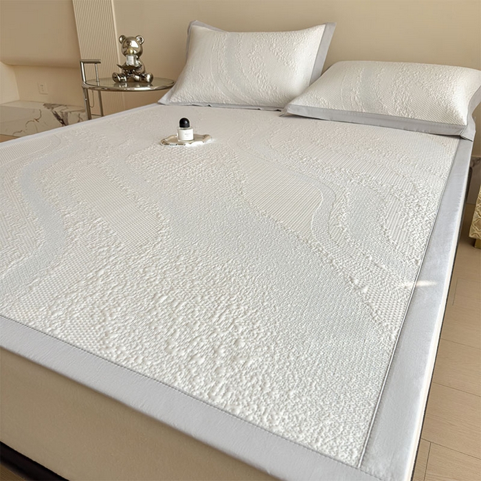 91家纺网 家纺一手货源 找家纺 （总）莱家富 2026新款冰丝凉席子夏天家用凉感值过0.21冰豆豆A类母婴级床单床笠可机洗-云