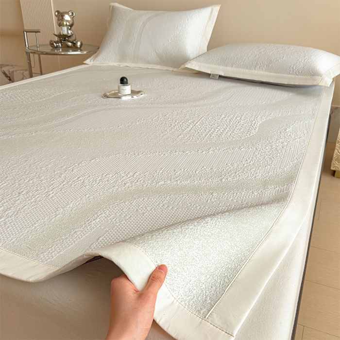 91家纺网 家纺一手货源 找家纺 （总）莱家富 2026新款冰丝凉席子夏天家用凉感值过0.21冰豆豆A类母婴级床单床笠可机洗-云