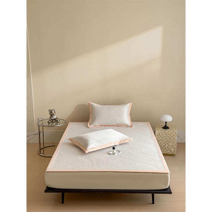 91家纺网 家纺一手货源 找家纺 莱家富 2026新款冰丝凉席子夏天家用凉感值过0.21冰豆豆A类母婴级床单床笠可机洗-云 床席款肉桂粉