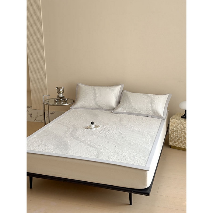 91家纺网 家纺一手货源 找家纺 莱家富 2026新款冰丝凉席子夏天家用凉感值过0.21冰豆豆A类母婴级床单床笠可机洗-云 床席款雪花浅灰