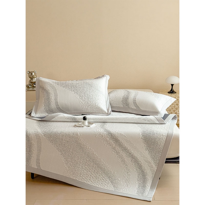 91家纺网 家纺一手货源 找家纺 莱家富 2026新款冰丝凉席子夏天家用凉感值过0.21冰豆豆A类母婴级床单床笠可机洗-云 床席款岩石灰