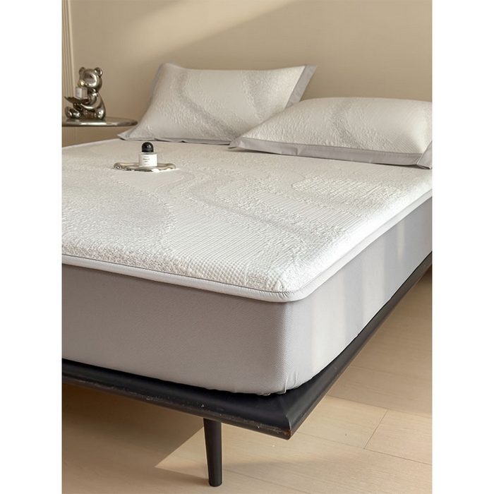 91家纺网 家纺一手货源 找家纺 莱家富 2026新款冰丝凉席子夏天家用凉感值过0.21冰豆豆A类母婴级床单床笠可机洗-云 床笠款雪花浅灰