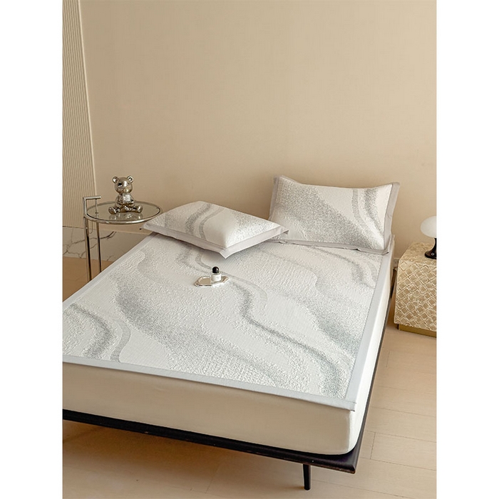 91家纺网 家纺一手货源 找家纺 莱家富 2026新款冰丝凉席子夏天家用凉感值过0.21冰豆豆A类母婴级床单床笠可机洗-云 床席款岩石灰