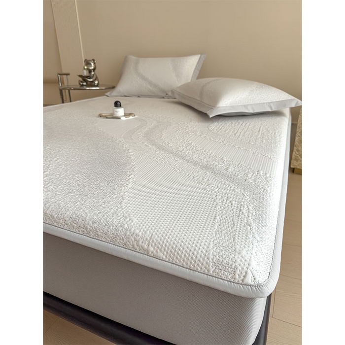 91家纺网 家纺一手货源 找家纺 莱家富 2026新款冰丝凉席子夏天家用凉感值过0.21冰豆豆A类母婴级床单床笠可机洗-云 床笠款雪花浅灰