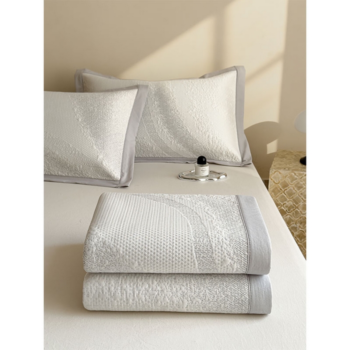 91家纺网 家纺一手货源 找家纺 莱家富 2026新款冰丝凉席子夏天家用凉感值过0.21冰豆豆A类母婴级床单床笠可机洗-云 床席款雪花浅灰