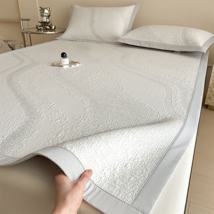 莱家富 2026新款冰丝凉席子夏天家用凉感值过0.21冰豆豆A类母婴级床单床笠可机洗-云 床席款雪花浅灰