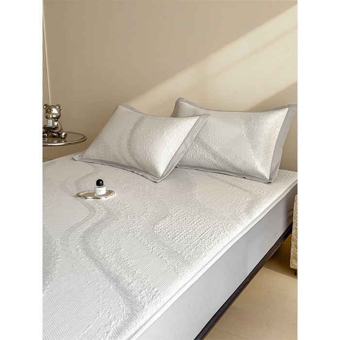 91家纺网 家纺一手货源 找家纺 莱家富 2026新款冰丝凉席子夏天家用凉感值过0.21冰豆豆A类母婴级床单床笠可机洗-云 床笠款雪花浅灰