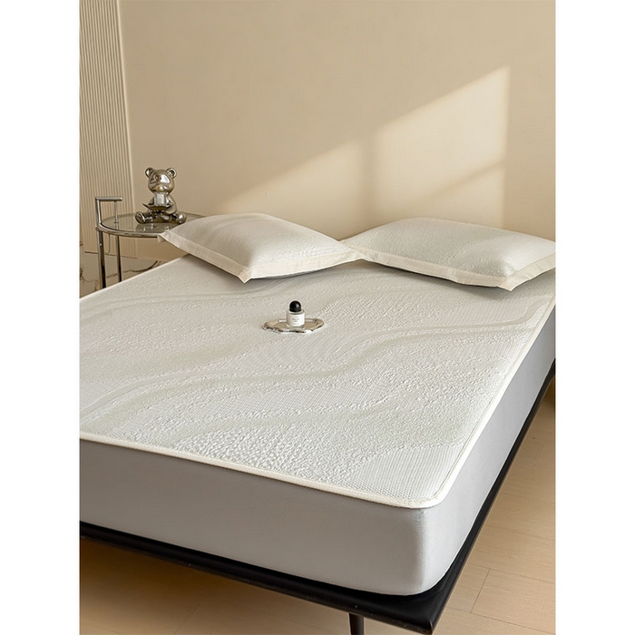 91家纺网 家纺一手货源 找家纺 莱家富 2026新款冰丝凉席子夏天家用凉感值过0.21冰豆豆A类母婴级床单床笠可机洗-云 床笠款格兰绿