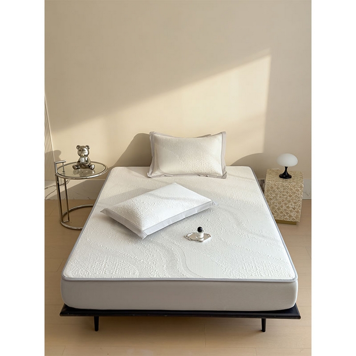 91家纺网 家纺一手货源 找家纺 莱家富 2026新款冰丝凉席子夏天家用凉感值过0.21冰豆豆A类母婴级床单床笠可机洗-云 床笠款蜜糖咖