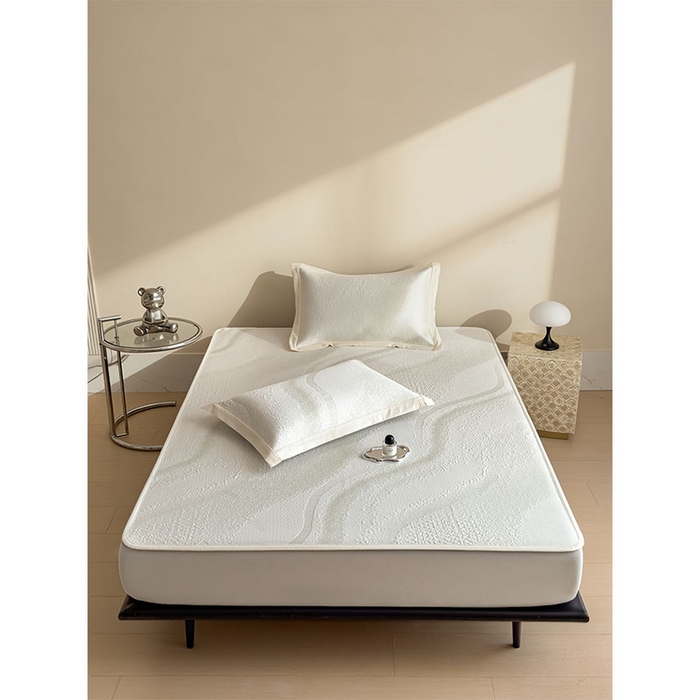 91家纺网 家纺一手货源 找家纺 莱家富 2026新款冰丝凉席子夏天家用凉感值过0.21冰豆豆A类母婴级床单床笠可机洗-云 床笠款格兰绿