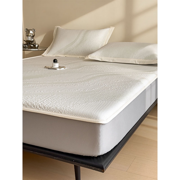 91家纺网 家纺一手货源 找家纺 莱家富 2026新款冰丝凉席子夏天家用凉感值过0.21冰豆豆A类母婴级床单床笠可机洗-云 床笠款格兰绿