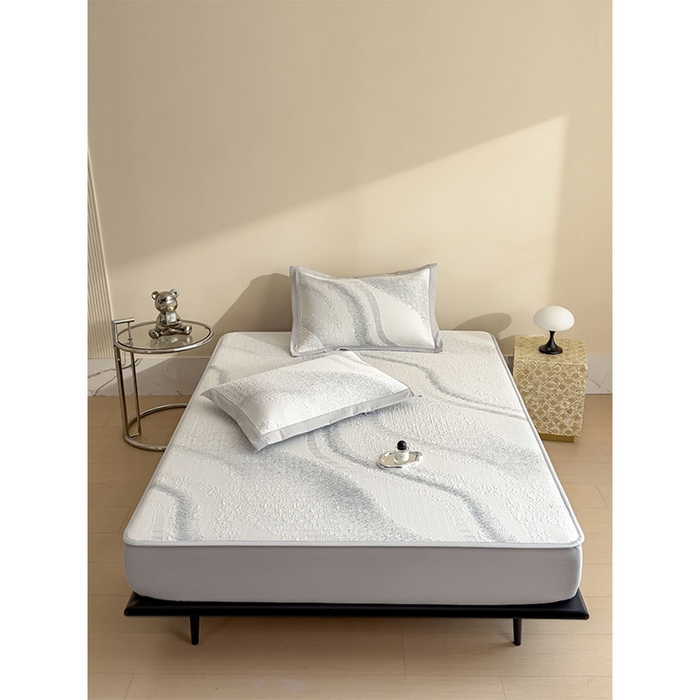 91家纺网 家纺一手货源 找家纺 莱家富 2026新款冰丝凉席子夏天家用凉感值过0.21冰豆豆A类母婴级床单床笠可机洗-云 床笠款岩石灰