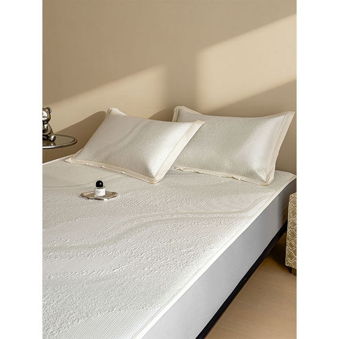 91家纺网 家纺一手货源 找家纺 莱家富 2026新款冰丝凉席子夏天家用凉感值过0.21冰豆豆A类母婴级床单床笠可机洗-云 床笠款格兰绿