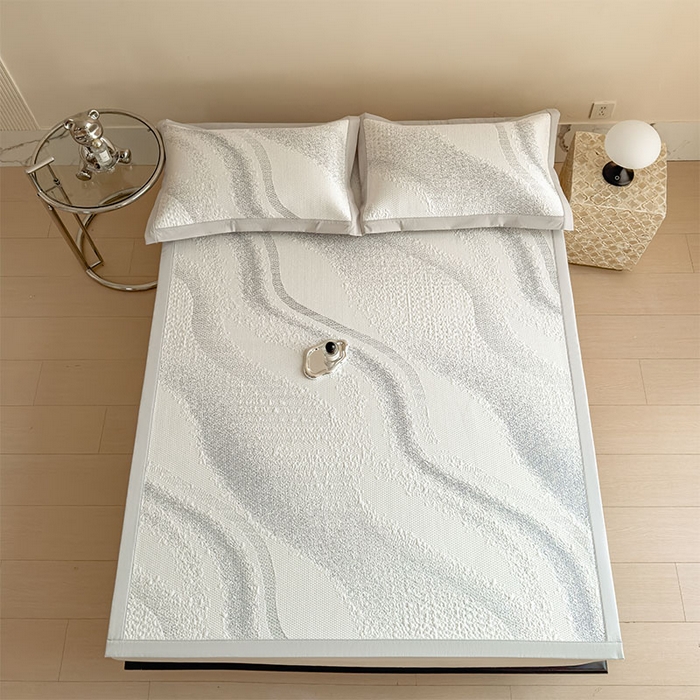 91家纺网 家纺一手货源 找家纺 莱家富 2026新款冰丝凉席子夏天家用凉感值过0.21冰豆豆A类母婴级床单床笠可机洗-云 床席款岩石灰