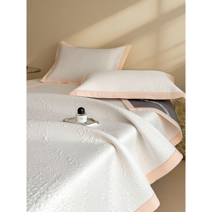 91家纺网 家纺一手货源 找家纺 莱家富 2026新款冰丝凉席子夏天家用凉感值过0.21冰豆豆A类母婴级床单床笠可机洗-云 床席款肉桂粉