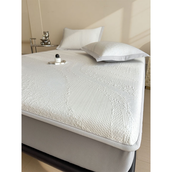 91家纺网 家纺一手货源 找家纺 莱家富 2026新款冰丝凉席子夏天家用凉感值过0.21冰豆豆A类母婴级床单床笠可机洗-云 床笠款点点蓝