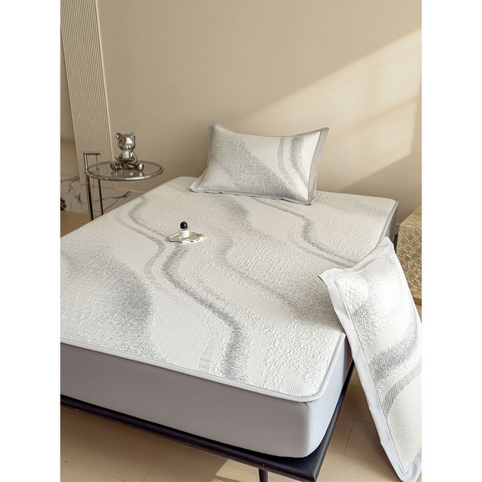 91家纺网 家纺一手货源 找家纺 莱家富 2026新款冰丝凉席子夏天家用凉感值过0.21冰豆豆A类母婴级床单床笠可机洗-云 床笠款岩石灰