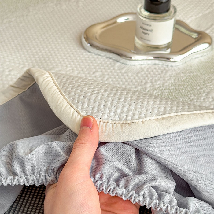 91家纺网 家纺一手货源 找家纺 莱家富 2026新款冰丝凉席子夏天家用凉感值过0.21冰豆豆A类母婴级床单床笠可机洗-云 床笠款格兰绿