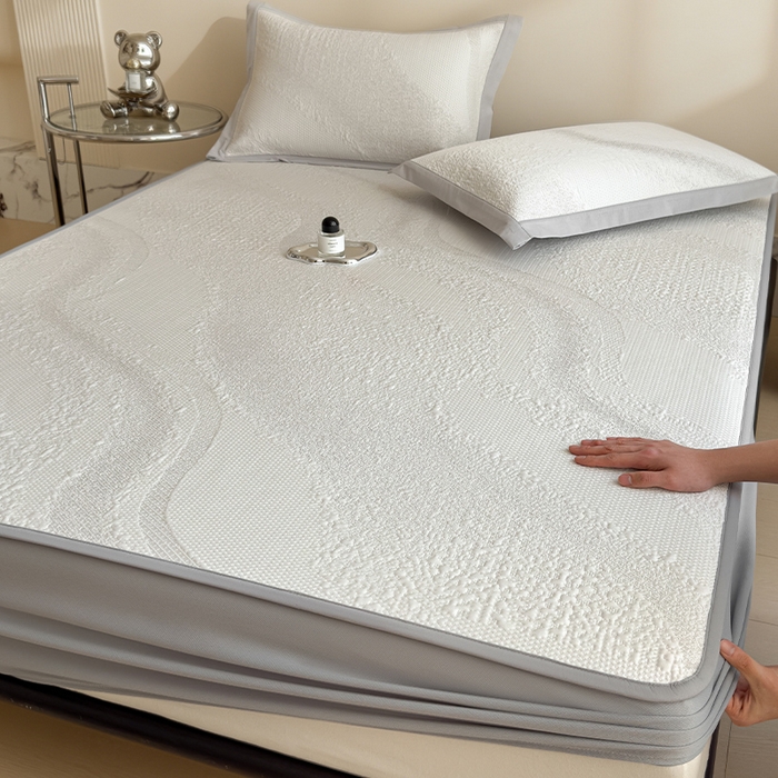 91家纺网 家纺一手货源 找家纺 （总）莱家富 2026新款冰丝凉席子夏天家用凉感值过0.21冰豆豆A类母婴级床单床笠可机洗-云