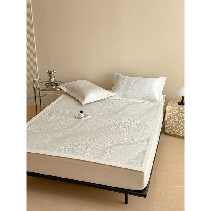 91家纺网 家纺一手货源 找家纺 莱家富 2026新款冰丝凉席子夏天家用凉感值过0.21冰豆豆A类母婴级床单床笠可机洗-云 床席款格兰绿