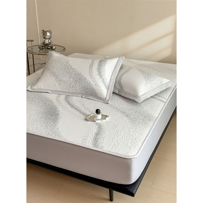 91家纺网 家纺一手货源 找家纺 莱家富 2026新款冰丝凉席子夏天家用凉感值过0.21冰豆豆A类母婴级床单床笠可机洗-云 床笠款岩石灰