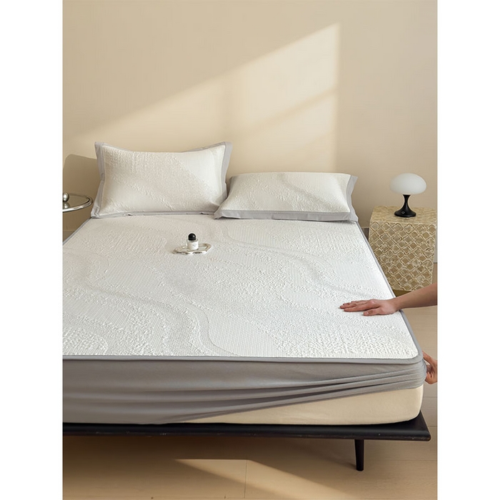 91家纺网 家纺一手货源 找家纺 莱家富 2026新款冰丝凉席子夏天家用凉感值过0.21冰豆豆A类母婴级床单床笠可机洗-云 床笠款蜜糖咖