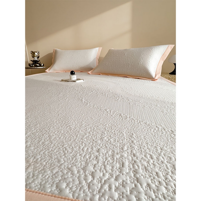 91家纺网 家纺一手货源 找家纺 莱家富 2026新款冰丝凉席子夏天家用凉感值过0.21冰豆豆A类母婴级床单床笠可机洗-云 床席款肉桂粉