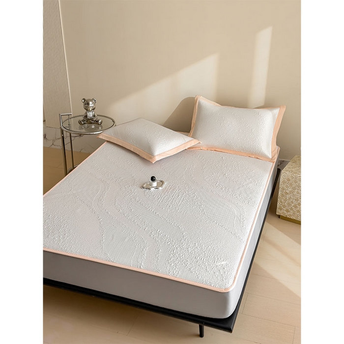 91家纺网 家纺一手货源 找家纺 莱家富 2026新款冰丝凉席子夏天家用凉感值过0.21冰豆豆A类母婴级床单床笠可机洗-云 床笠款肉桂粉