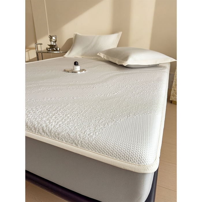 91家纺网 家纺一手货源 找家纺 莱家富 2026新款冰丝凉席子夏天家用凉感值过0.21冰豆豆A类母婴级床单床笠可机洗-云 床笠款格兰绿