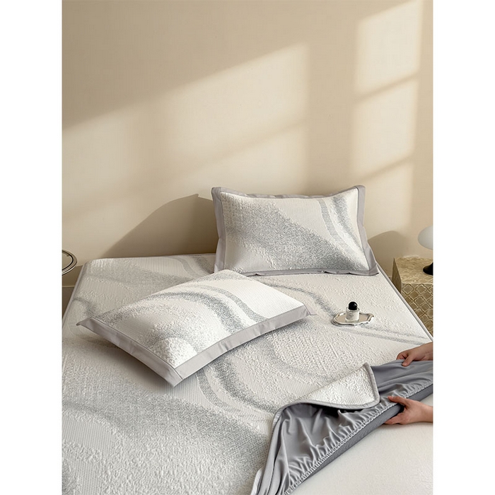 91家纺网 家纺一手货源 找家纺 莱家富 2026新款冰丝凉席子夏天家用凉感值过0.21冰豆豆A类母婴级床单床笠可机洗-云 床笠款岩石灰