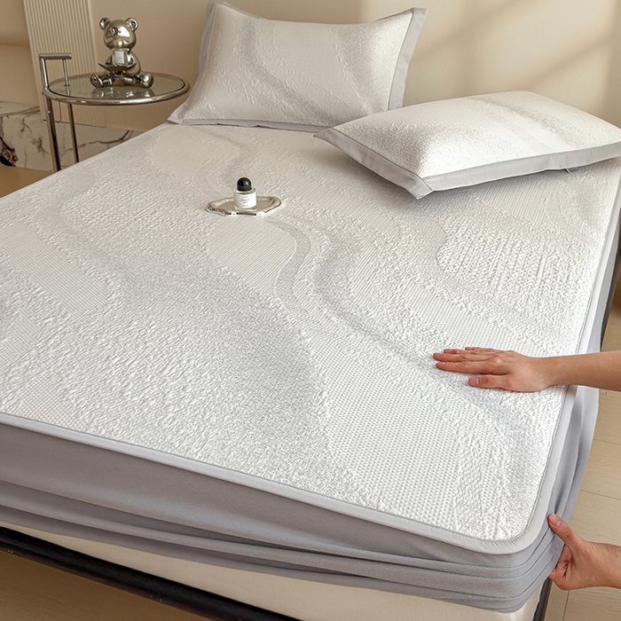 91家纺网 家纺一手货源 找家纺 （总）莱家富 2026新款冰丝凉席子夏天家用凉感值过0.21冰豆豆A类母婴级床单床笠可机洗-云